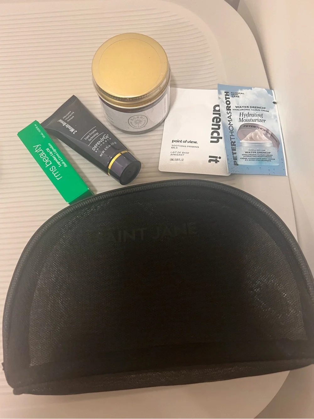 Saint Jane Black Mesh Beauty Bag: RMS Kushi DefenAge Skincare Bundle NEW